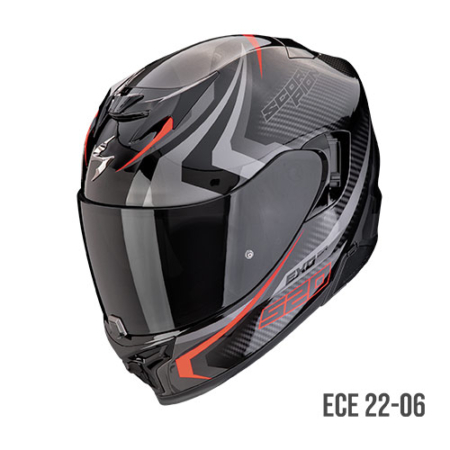 Scorpion Exo-520 Evo Air Terra Nero Argento Rosso - Equipaggiamento Moto Accessorio Motociclista