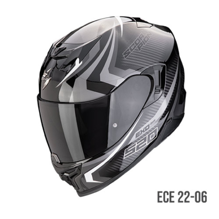 Scorpion Exo-520 Evo Air Terra Nero Argento Bianco - Equipaggiamento Moto Accessorio Motociclista