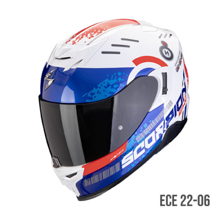 Scorpion Exo-520 Evo Air Titan Bianco Blu Rosso - Equipaggiamento Moto Accessorio Motociclista