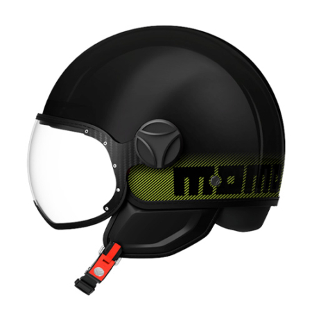 Momo Fighter Classic Stripes Nero Giallo Fluo E2206 - Equipaggiamento Moto Accessorio Motociclista
